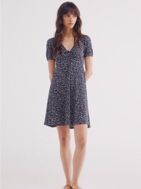 Springfield Floral Mini Dress Small Blue Ditsy Empire Waist